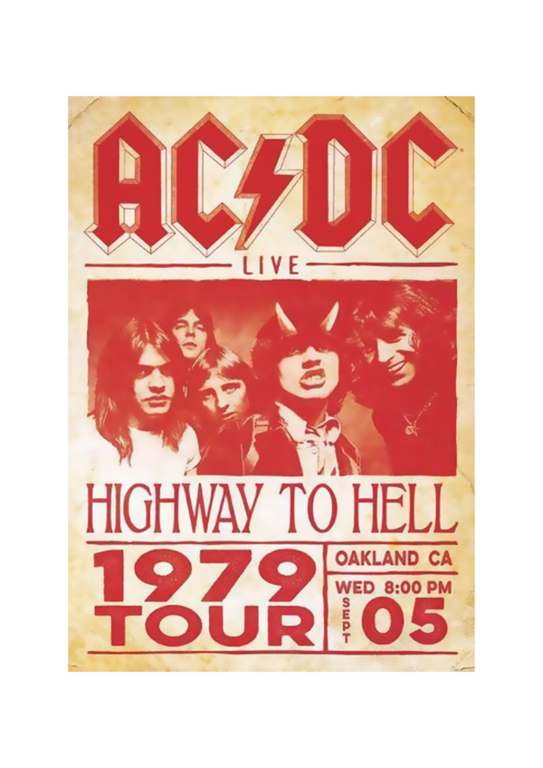 AC/DC 3 Music Print  Concert Wall Art Memorabilia gift A5,A4,A3
