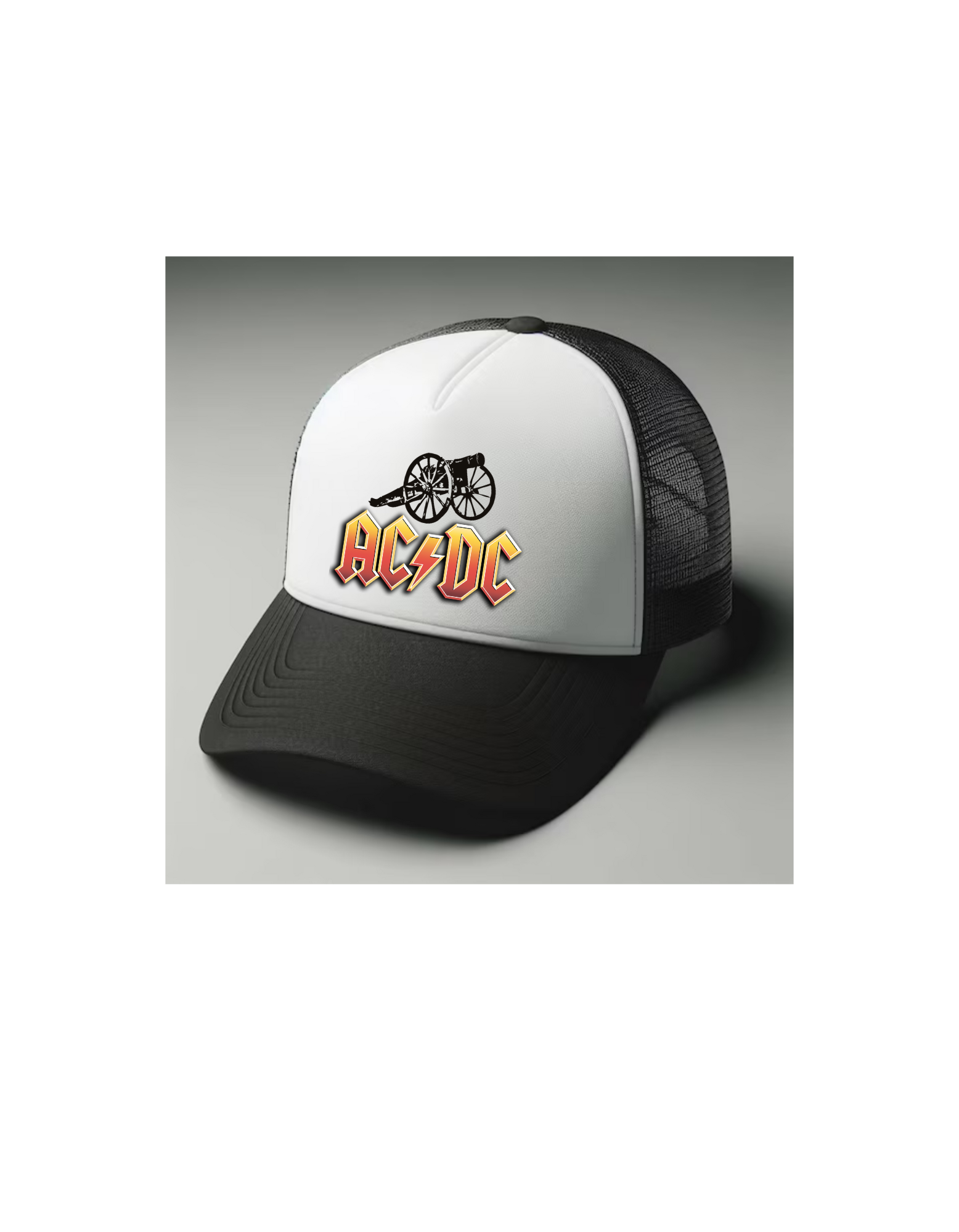 AC/DC Black and white trucker hat mesh cap Music, Birthday Gift one size