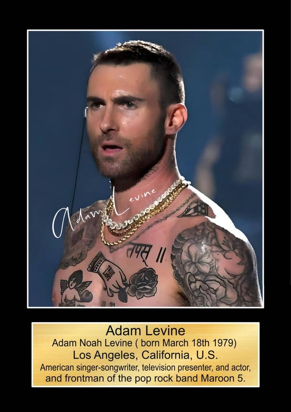 Adam Levine Maroon 5 print Music Poster Wall Art Memorabilia gift A5,A4,A3.