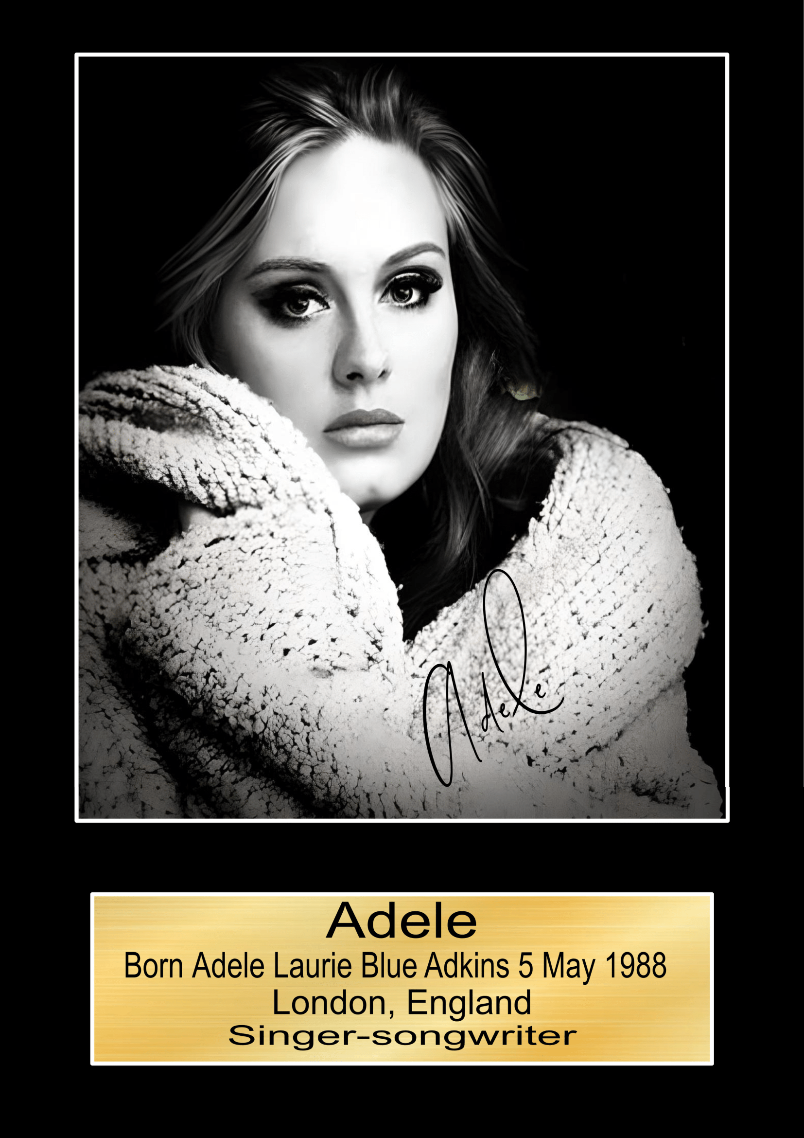 Adele Music Poster Wall Art Memorabilia gift A5,A4,A3.