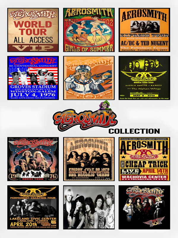 Aerosmith Collection Music Print  Concert Wall Art Memorabilia gift A5,A4,A3