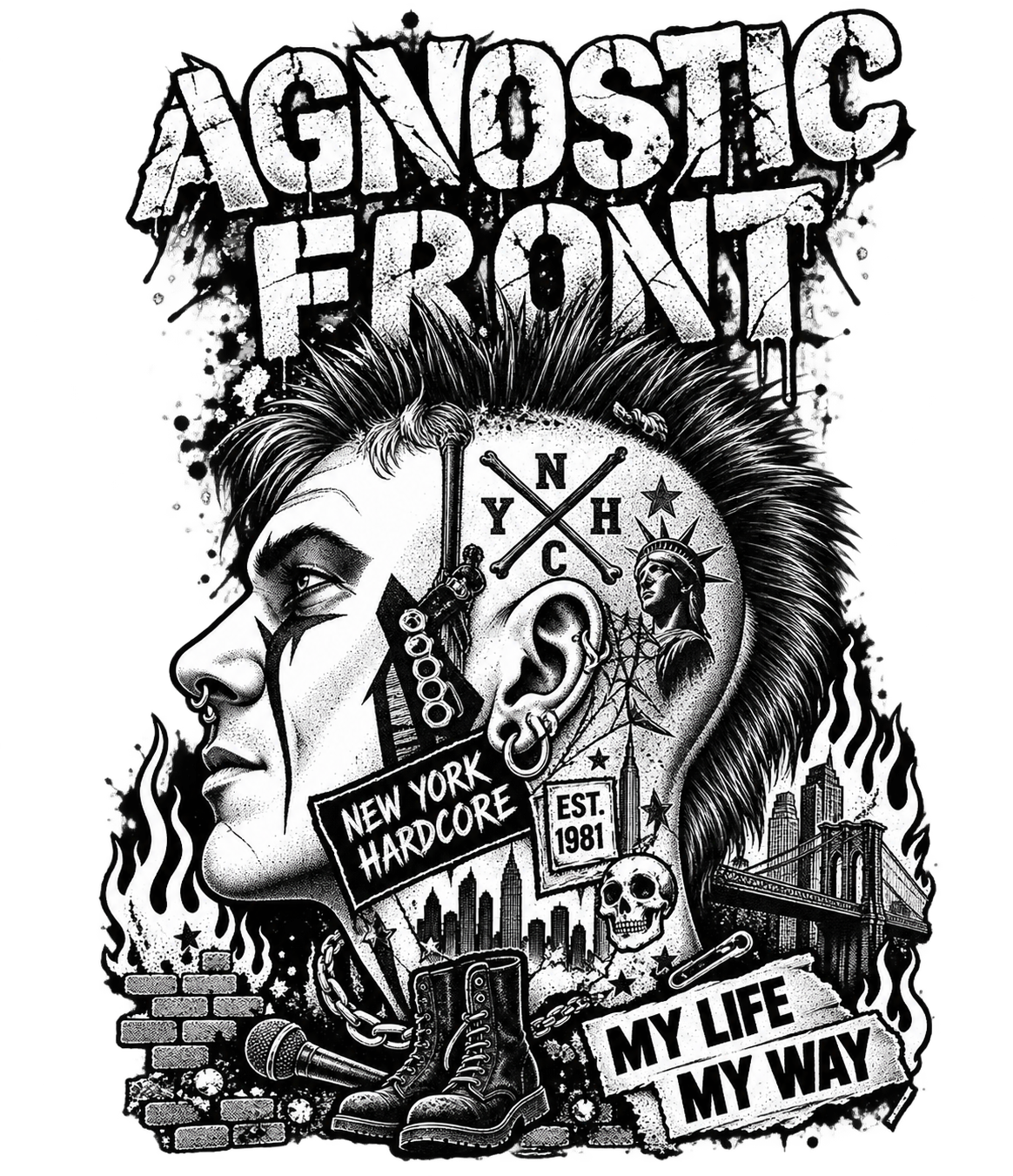 AGNOSTIC FRONT 6 Sublimation  Digital Download