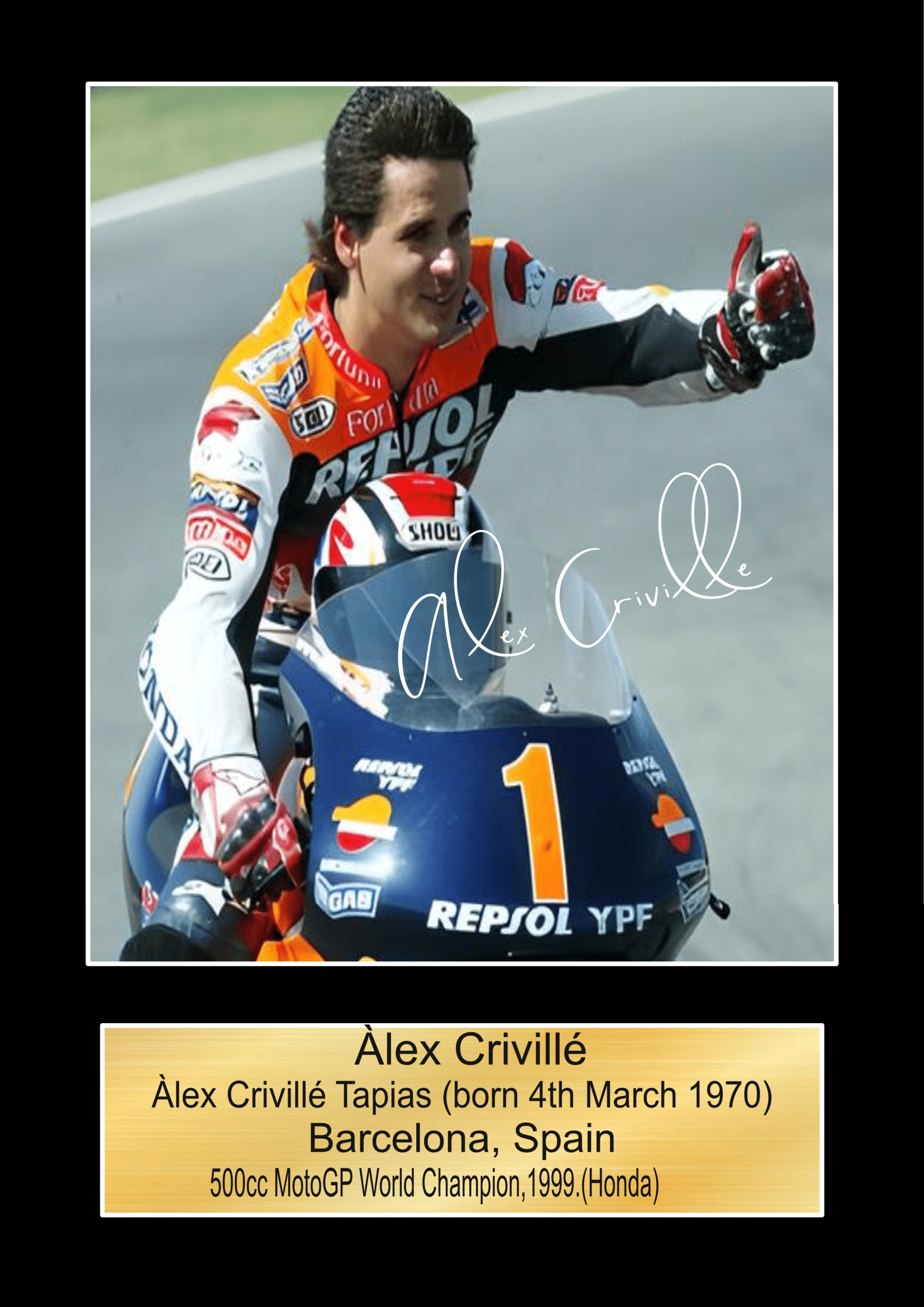 Alex Criville  Moto GP signed  Poster Wall Art Memorabilia gift A5,A4,A3.