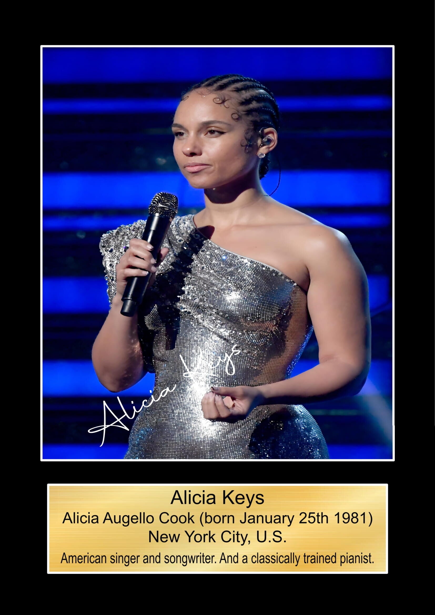 Alicia Keys  Music Poster Wall Art Memorabilia gift A5,A4,A3.