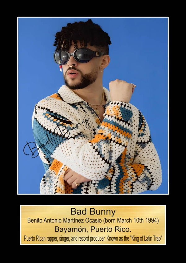 Bad Bunny print Music Poster Wall Art Memorabilia gift A5,A4,A3.