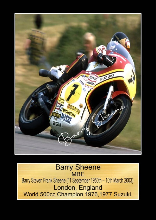 Barry Sheen  Moto GP signed  Poster Wall Art Memorabilia gift A5,A4,A3.