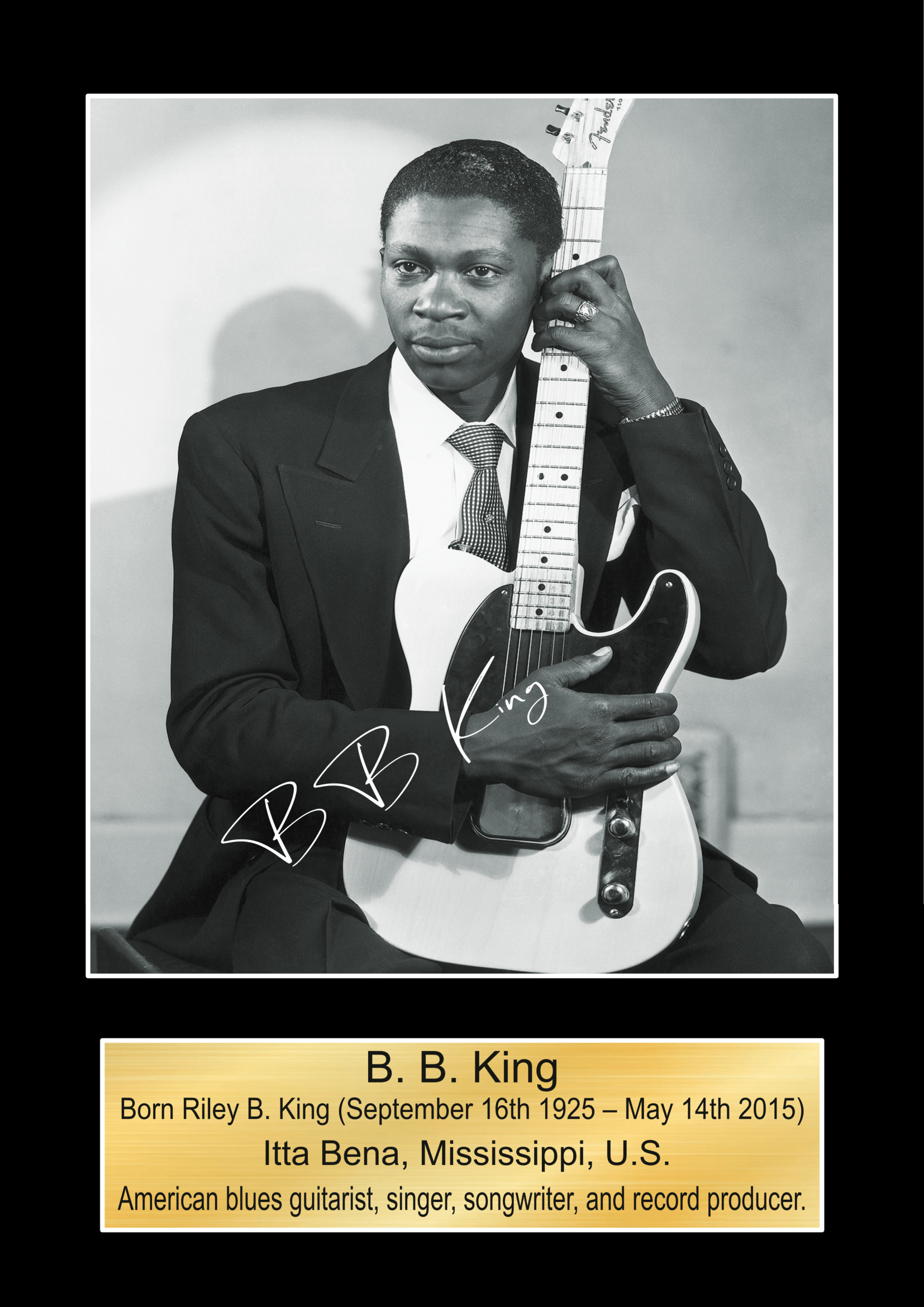 BB King print Music Poster Wall Art Memorabilia gift A5,A4,A3.