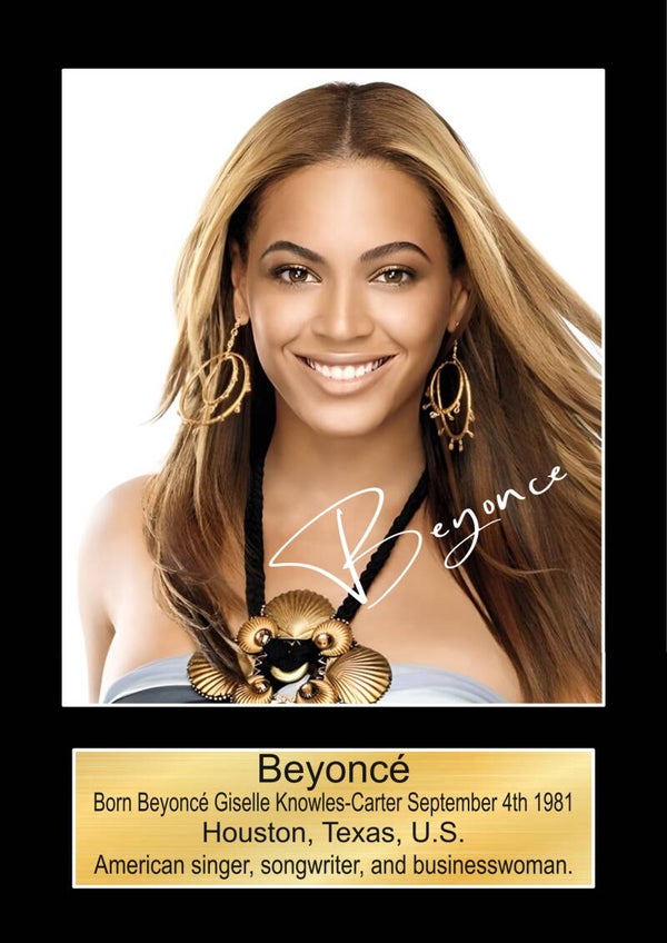Beyonce signed print Music Poster Wall Art Memorabilia gift A5,A4,A3.