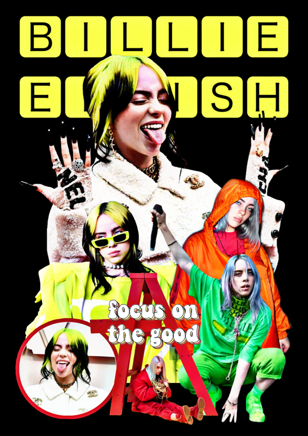 Billie Eilish 3 Music Print  Concert Wall Art Memorabilia gift A5,A4,A3