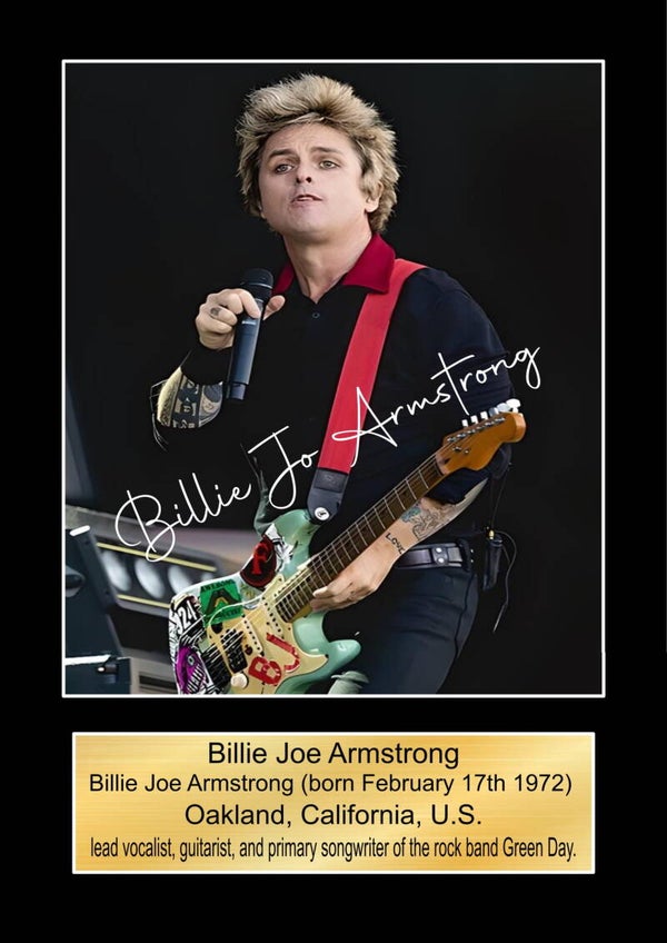 Billie jo Armstrong Green day Music Poster Wall Art Memorabilia gift A5,A4,A3.