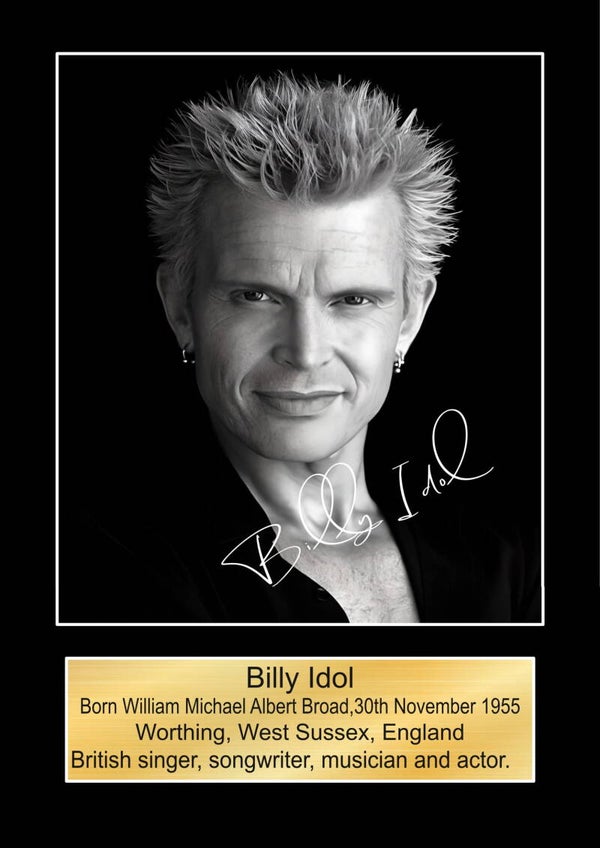 Billy Idol  signed print Music Poster Wall Art Memorabilia gift A5,A4,A3.