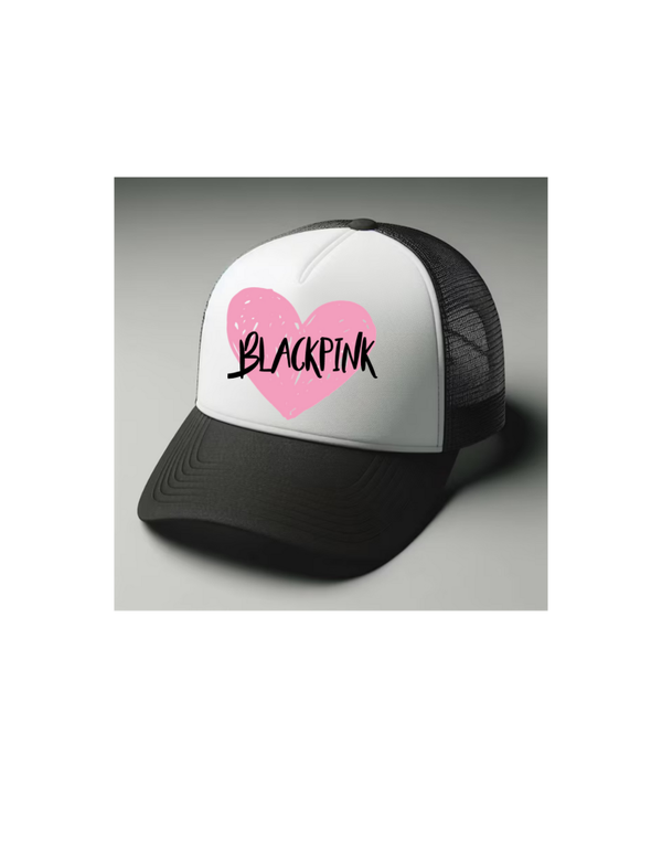Black Pink Black and white trucker hat mesh cap Music, Birthday Gift one size