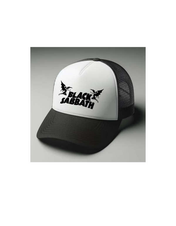Black Sabbath 1 Black and white trucker hat mesh cap Music, Birthday Gift one size