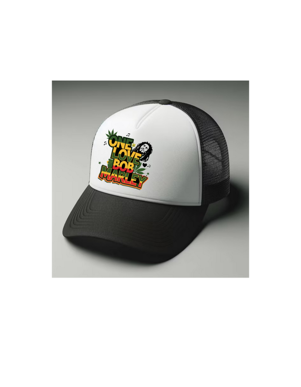 Bob Marley Black and white trucker hat mesh cap Music, Birthday Gift one size