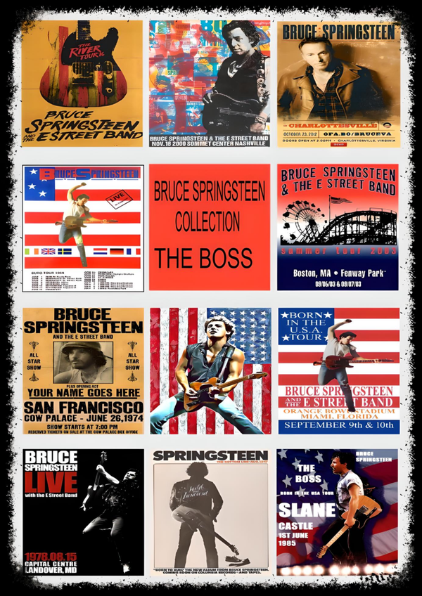 Bruce Springsteen Collection Music Print  Concert Wall Art Memorabilia gift A5,A4,A3
