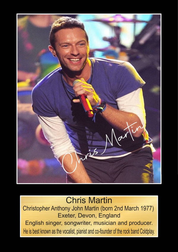 Chris Martin 2 Music Poster Wall Art Memorabilia gift A5,A4,A3.