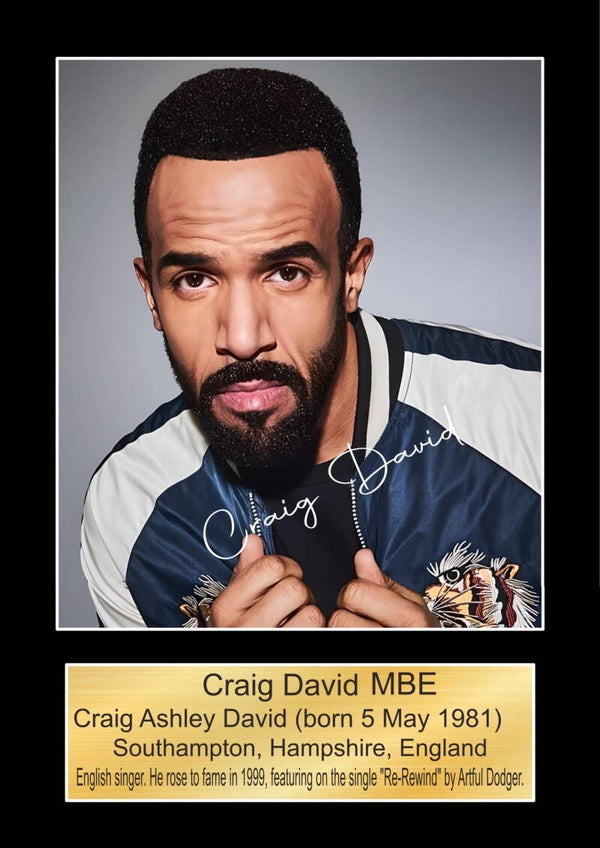 Craig David Music Poster Wall Art Memorabilia gift A5,A4,A3.