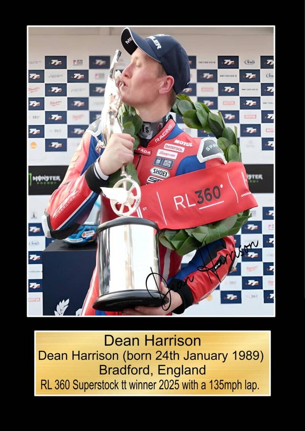 Dean Harrison  Moto GP/TT Races signed  Poster Wall Art Memorabilia gift A5,A4,A3.