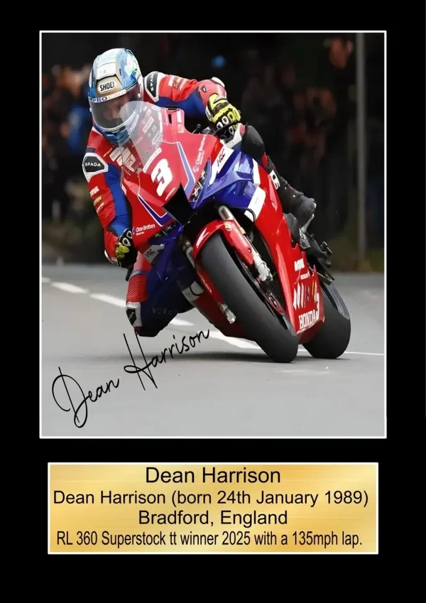 Dean Harrison 2  Moto GP/TT Races signed  Poster Wall Art Memorabilia gift A5,A4,A3.