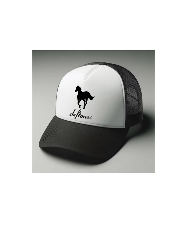 Deftones 2 Black and white trucker hat mesh cap Music, Birthday Gift one size