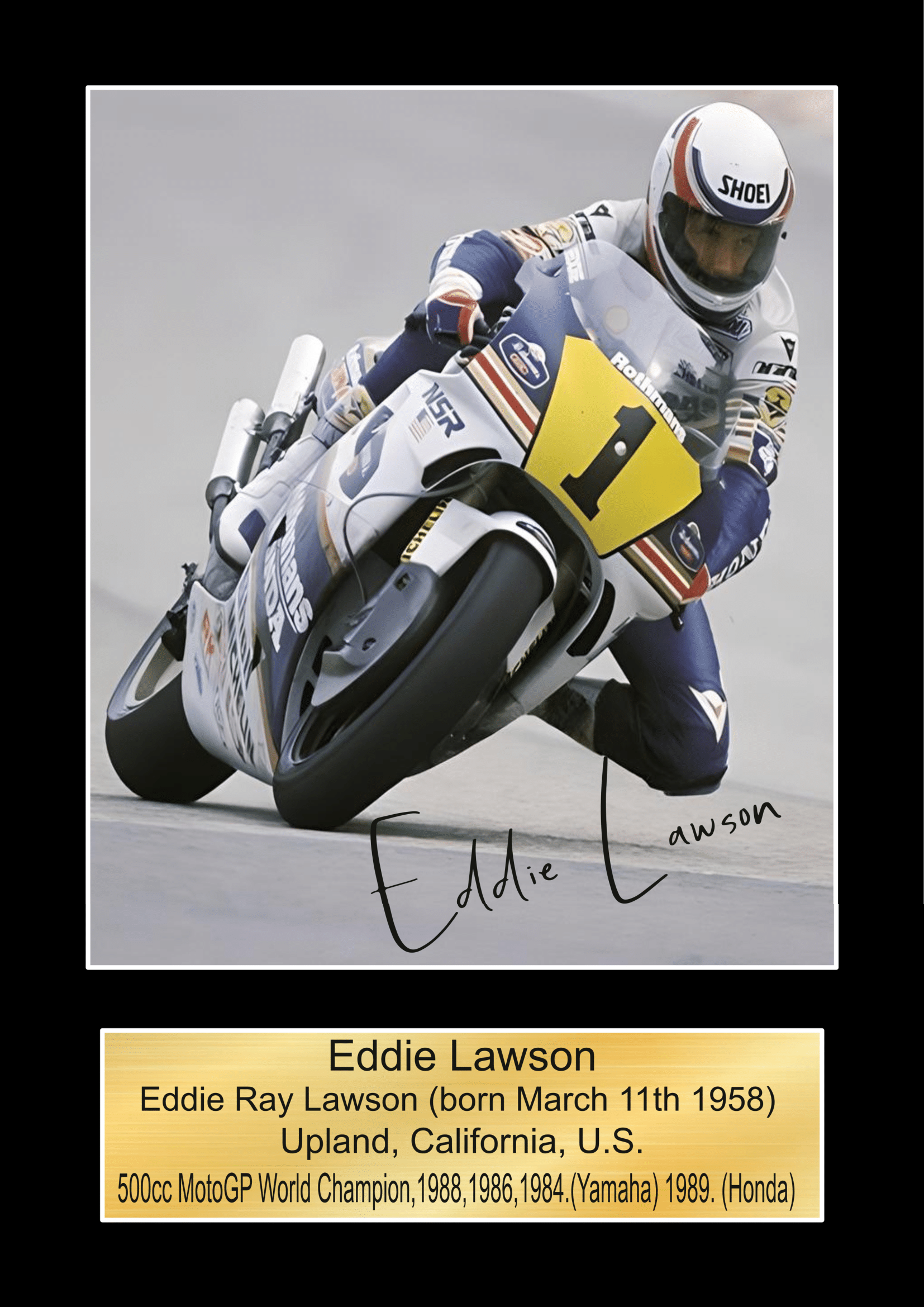 Eddie Lawson 2  Moto GP/TT Races signed  Poster Wall Art Memorabilia gift A5,A4,A3.