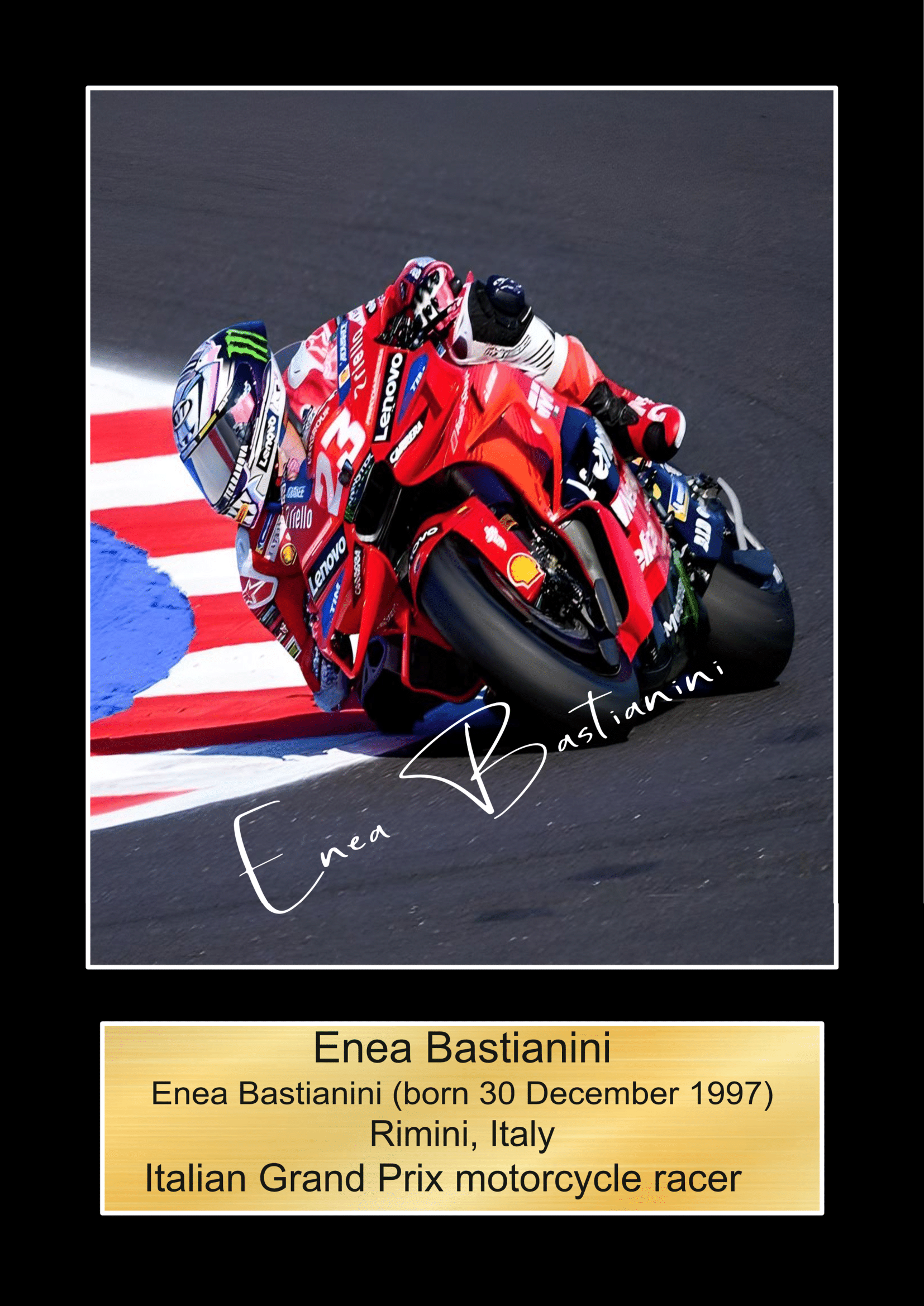 Enea Bastianini 2  Moto GP/TT Races signed  Poster Wall Art Memorabilia gift A5,A4,A3.