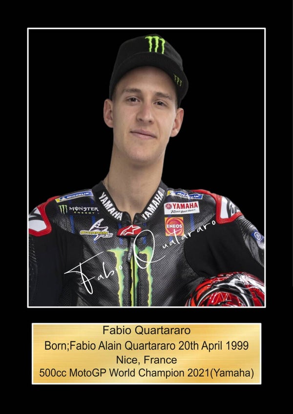 Fabio Quatararo  Moto GP/TT Races signed  Poster Wall Art Memorabilia gift A5,A4,A3.
