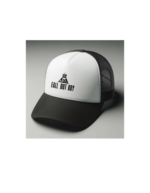 Fall out boy Black and white trucker hat mesh cap Music, Birthday Gift one size