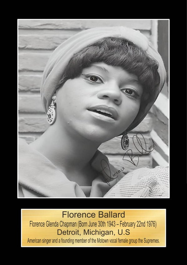 Florence Ballard signed print Music Poster Wall Art Memorabilia gift A5,A4,A3.