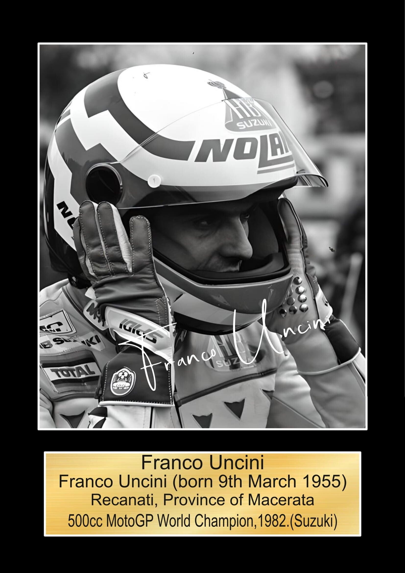 Franco Uncini  Moto GP/TT Races signed  Poster Wall Art Memorabilia gift A5,A4,A3.