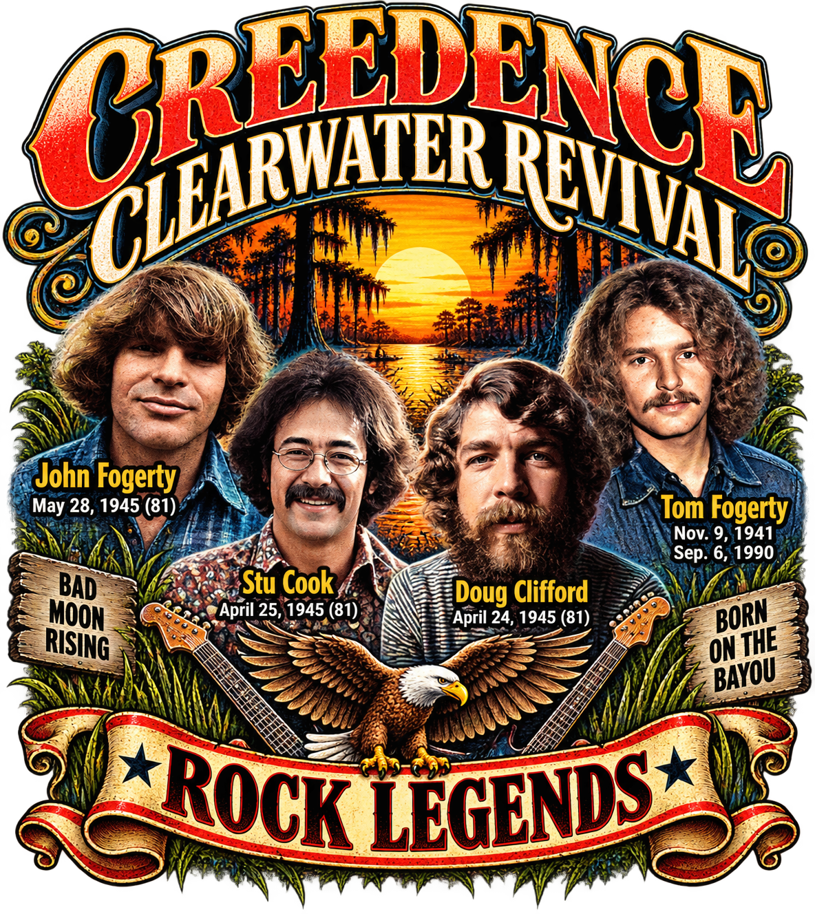 CREEDENCE CLEARWATER REVIAL ROCK LEGENDS #428 Sublimation  Digital Download
