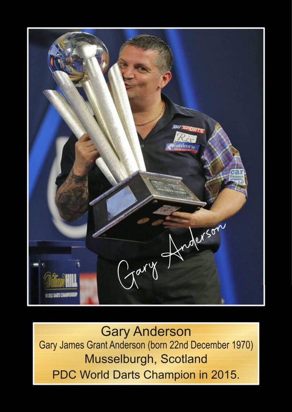 Gary Anderson World Champion 2015  signed print Music Poster Wall Art Memorabilia gift A5,A4,A3.
