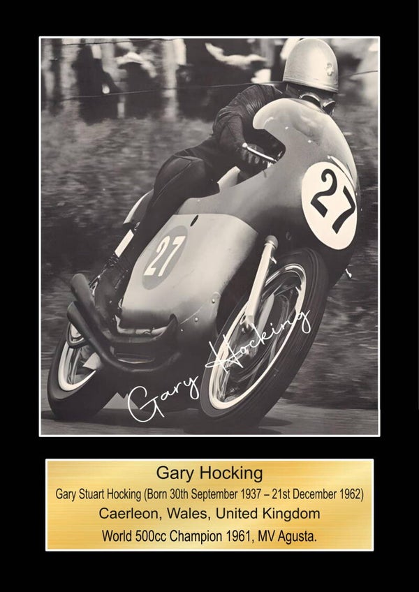 Gary Hocking  Moto GP/TT Races signed  Poster Wall Art Memorabilia gift A5,A4,A3.