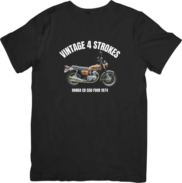 Honda CB 550 four 1974  Music Unisex Fit for Men & Women Quality Cotton T-Shirt Black