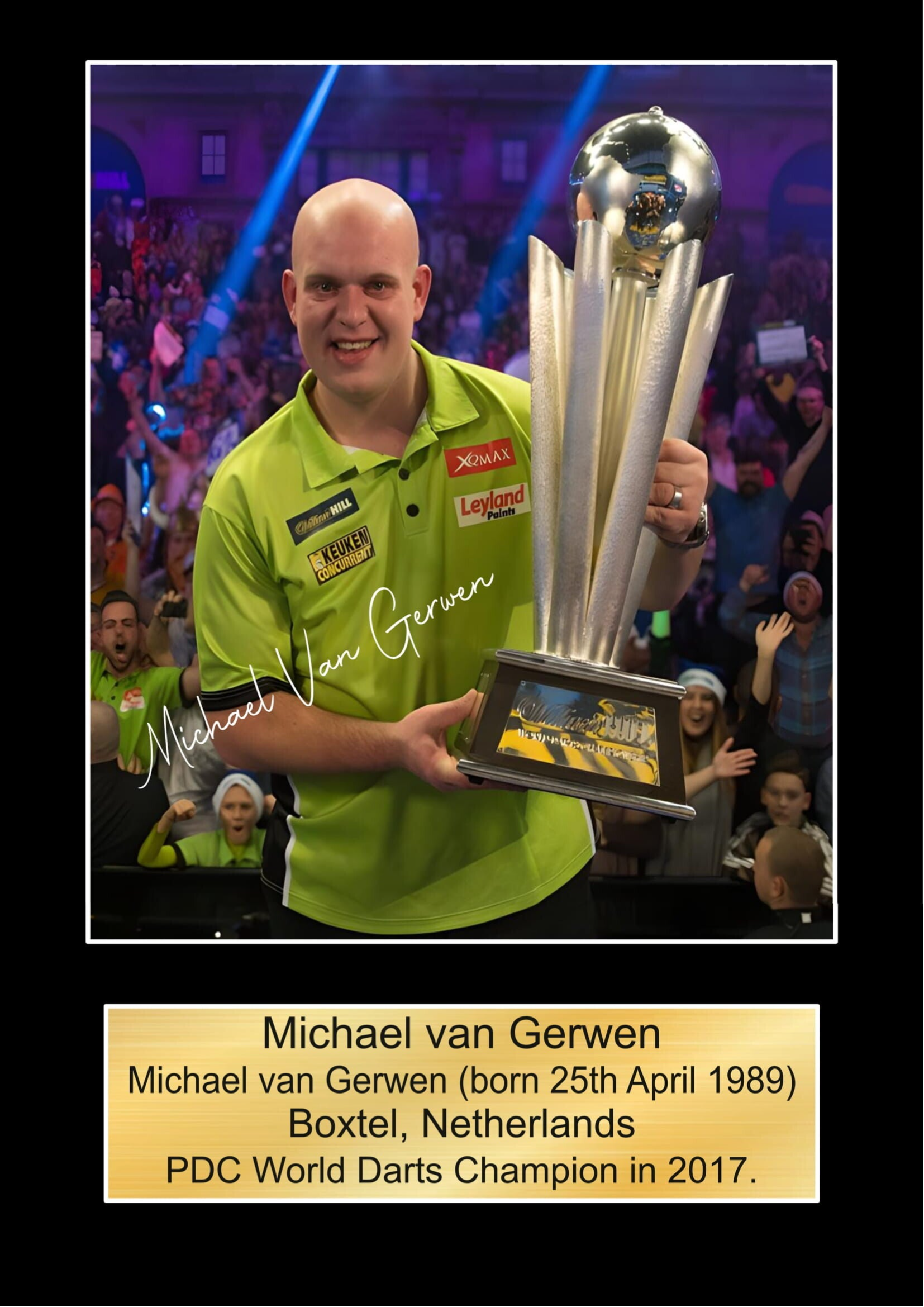 Michael Van Gerwen World Champion 2017  signed print Music Poster Wall Art Memorabilia gift A5,A4,A3.