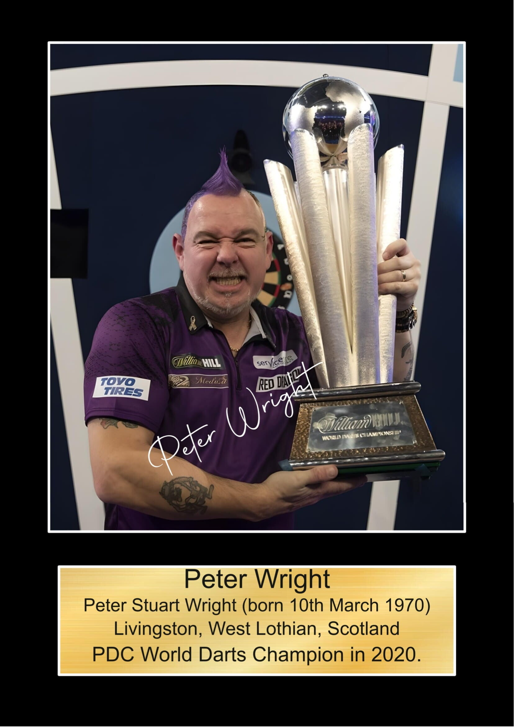 Peter Wright World Champion 2020  signed print Music Poster Wall Art Memorabilia gift A5,A4,A3.