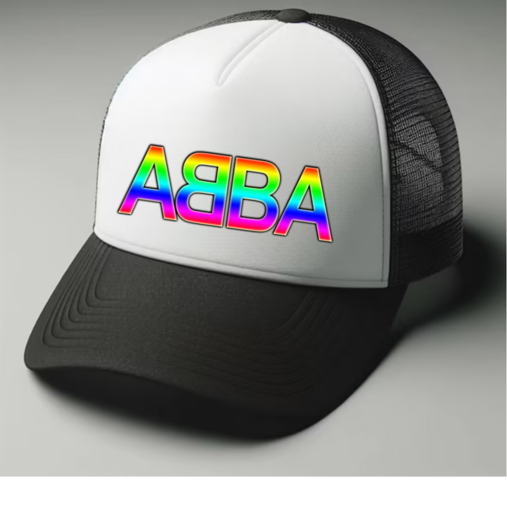 Abba Black and white trucker hat mesh cap Music, Birthday Gift one size