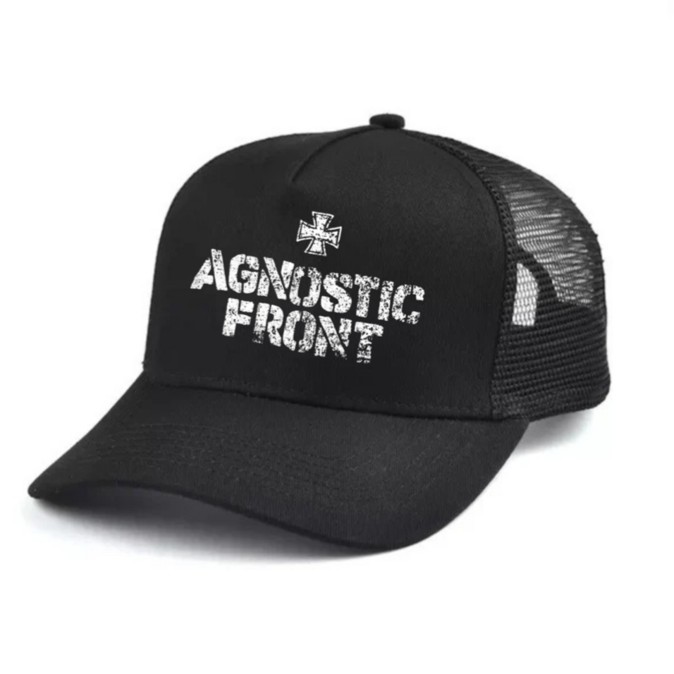 Agnostic Front Black and white trucker hat mesh cap Music, Birthday Gift one size