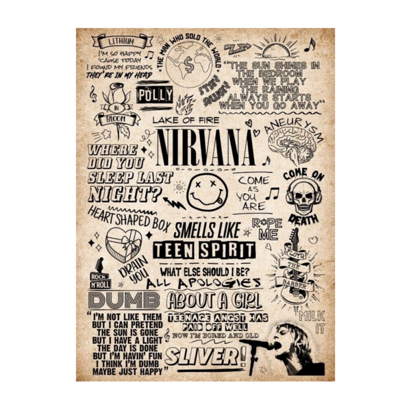 Nirvana 33 Music Print  Concert Wall Art Memorabilia gift A5,A4,A3