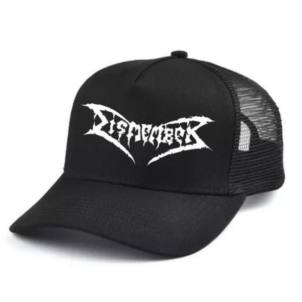 Dismember  Black and white trucker hat mesh cap Music, Birthday Gift one size
