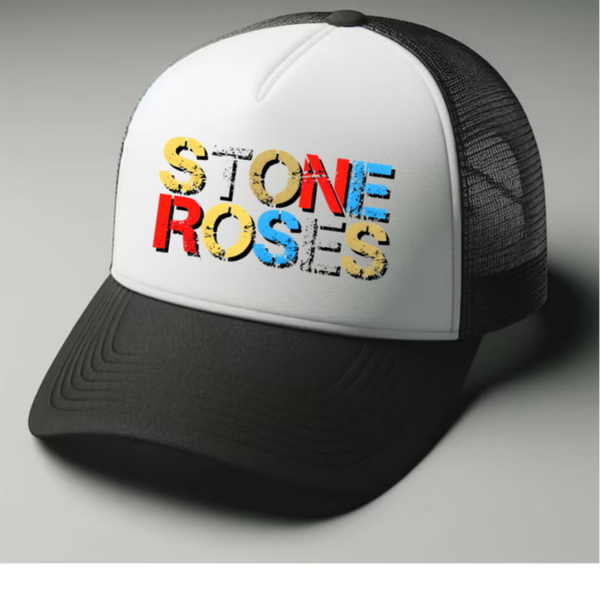 Stone Roses Black and white trucker hat mesh cap Music, Birthday Gift one size