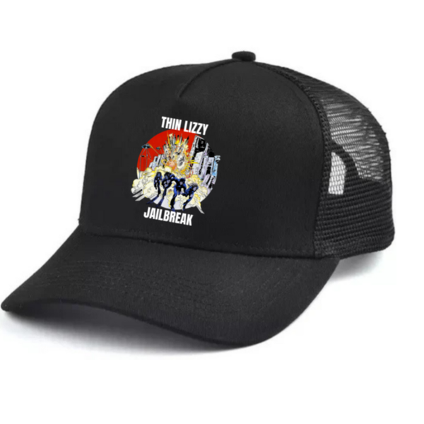 Thin Lizzy Black and white trucker hat mesh cap Music, Birthday Gift one size