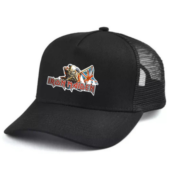 Iron Maiden 1 Black and white trucker hat mesh cap Music, Birthday Gift one size