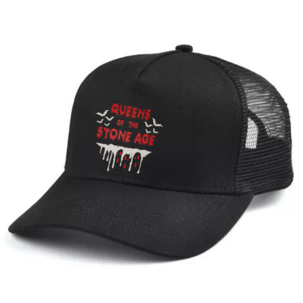 Queens of the stone age 2 Black and white trucker hat mesh cap Music, Birthday Gift one size