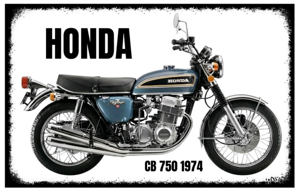 Honda CB 750 1974 Classic Motorcycle 60s,70,80, Wall Art Memorabilia gift A5,A4,A3