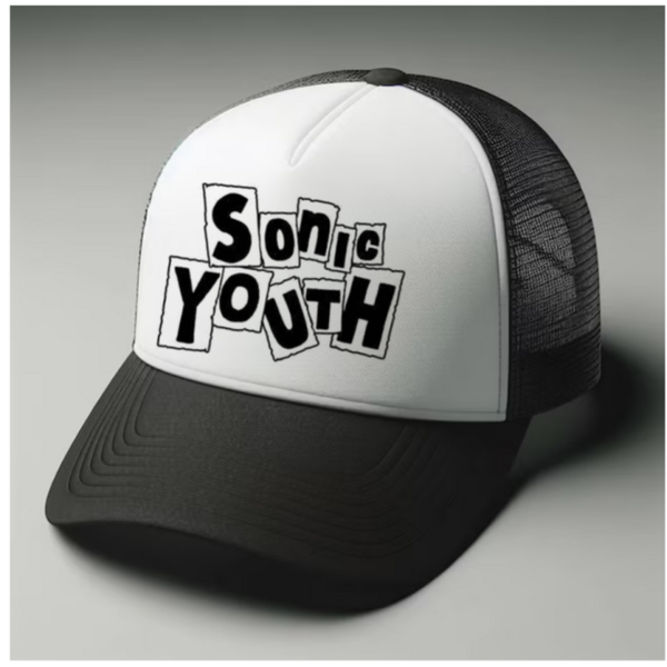 Sonic youth Black and white trucker hat mesh cap Music, Birthday Gift one size