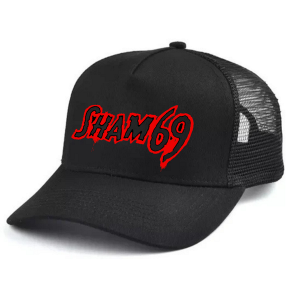 Sham 69  Black and white trucker hat mesh cap Music, Birthday Gift one size