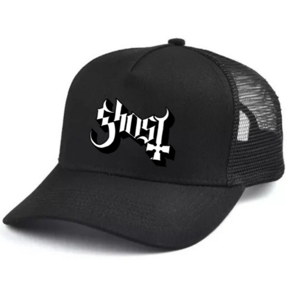 Ghost Black and white trucker hat mesh cap Music, Birthday Gift one size