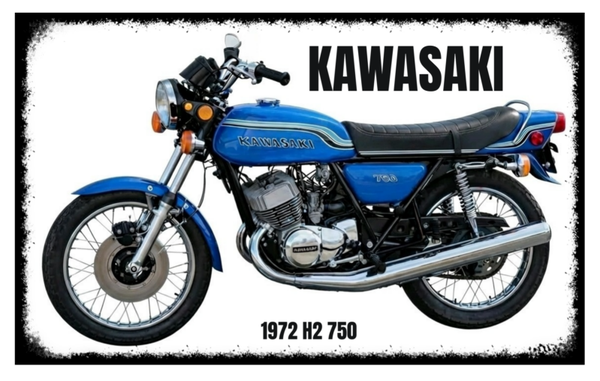 Kawasaki 1972 H2 750 Classic Motorcycle 60s,70,80, Wall Art Memorabilia gift A5,A4,A3