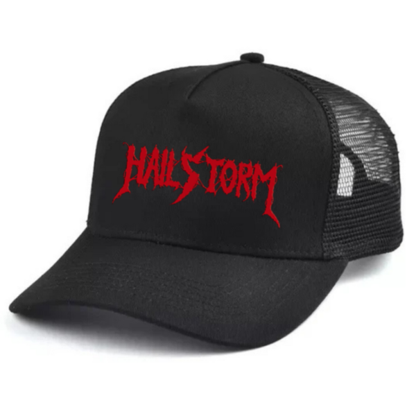 Hailstorm Black and white trucker hat mesh cap Music, Birthday Gift one size
